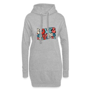 Aime Jésus et l’Amérique trop chrétien motive - Sweat-shirt à capuche long Femme - gris chiné - Devant