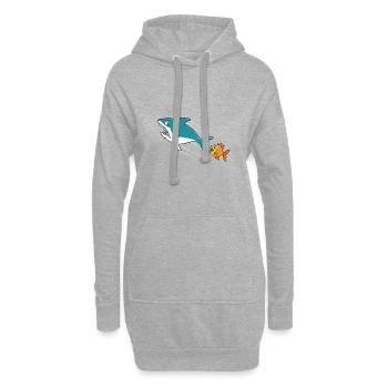 Goldfisch auf Haijagd Ironisches - Hoodie-Kleid - Grau meliert - Vorne