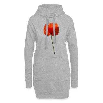Mohnblume, Sommer, leuchtend rot - Hoodie-Kleid - Grau meliert - Vorne