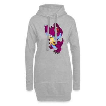 niedlicher Dino mit Bananen Eis | Eisliebhaber - Hoodie-Kleid - Grau meliert - Vorne