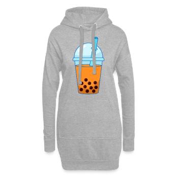 Une boisson japonaise au thé boba : le thé à bulles d’orange - Sweat-shirt à capuche long Femme - gris chiné - Devant