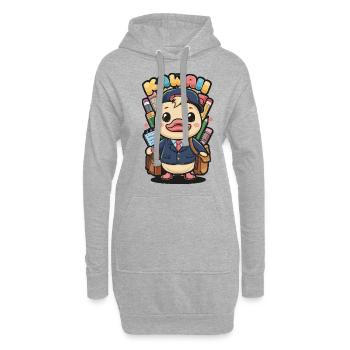 Caneton kawaii en uniforme scolaire traditionnel - Sweat-shirt à capuche long Femme - gris chiné - Devant