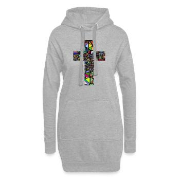 Jesus Christus CROSS T-SHIRT - Sweat-shirt à capuche long Femme - gris chiné - Devant