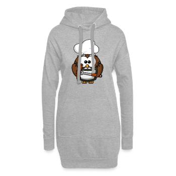 Grillmeister Eule / Papa Eule - Hoodie-Kleid - Grau meliert - Vorne