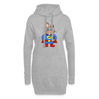 Lapins Superhéros - Sweat-shirt à capuche long Femme - gris chiné - Devant