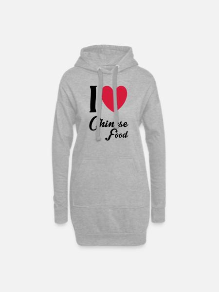 Chinese Food - Hoodie-Kleid - Grau meliert