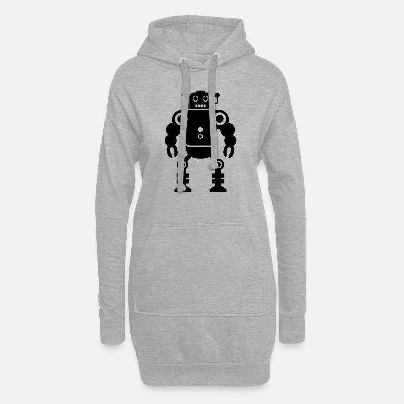 robots - Hoodie-Kleid - Grau meliert