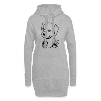 Chien doux bébé mignon - Sweat-shirt à capuche long Femme - gris chiné - Devant