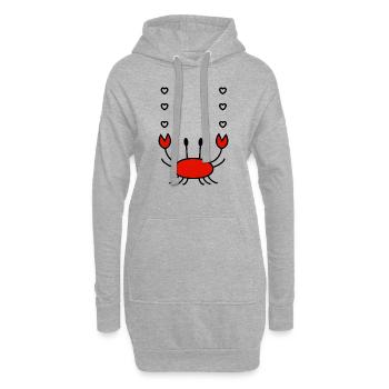 Crabe coeur bande dessinée mer l'eau amour poisson pêcheur - Sweat-shirt à capuche long Femme - gris chiné - Devant
