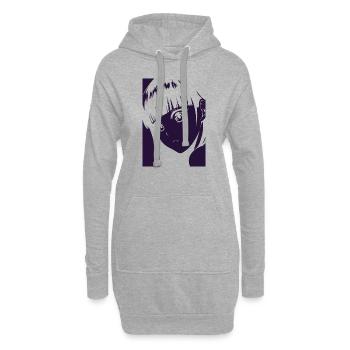 schockiertes süßes Mädchen - Hoodie-Kleid - Grau meliert - Vorne