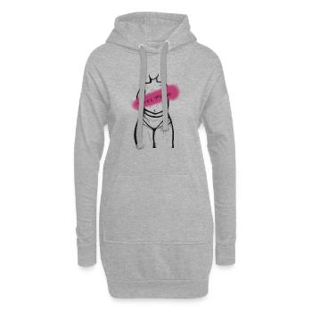 Zeichnung Frau Körper "FEEL FREE" Feminismus - Hoodie-Kleid - Grau meliert - Vorne