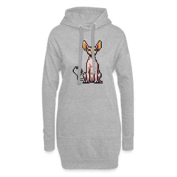 Katze Pixel Kunst Geschenkidee - Hoodie-Kleid - Grau meliert - Vorne