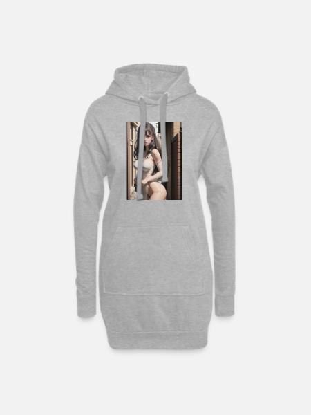 Woman in a alley, town,Generated AI - Hoodie-Kleid - Grau meliert