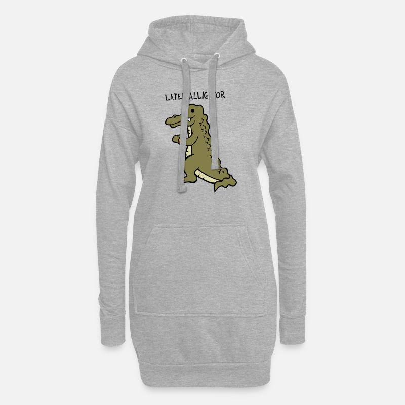 Späterer Alligator - Hoodie-Kleid - Grau meliert