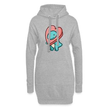 hugadino Herz-T-Rex, Dino, süßer Dinosaurier - Hoodie-Kleid - Grau meliert - Vorne