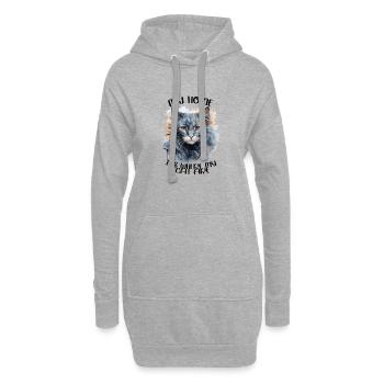 my home it's whare my cat are, ma maison chat - Sweat-shirt à capuche long Femme - gris chiné - Devant