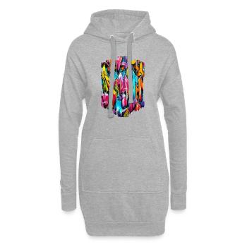 Graffiti Street Art Spray Couleurs Cool Artiste Rétro - Sweat-shirt à capuche long Femme - gris chiné - Devant