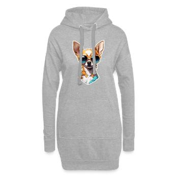 Chihuahua / kleiner Hund / Tier / winzig / Rasse - Hoodie-Kleid - Grau meliert - Vorne