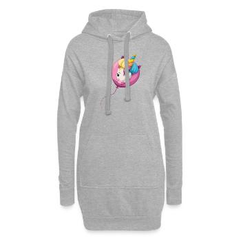 Einhorn Ballon - Hoodie-Kleid - Grau meliert - Vorne