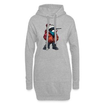 colibri oiseau mode hiver - Sweat-shirt à capuche long Femme - gris chiné - Devant