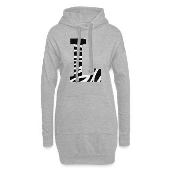 Lettre l zèbre - Sweat-shirt à capuche long Femme - gris chiné - Devant
