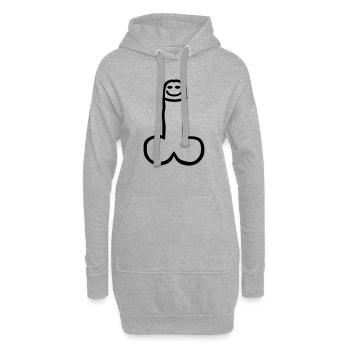 Penis - Hoodie-Kleid - Grau meliert - Vorne