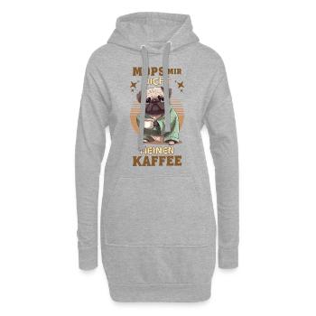 Mops Hund Kaffee Spruch Lustig Witzig Humor - Hoodie-Kleid - Grau meliert - Vorne