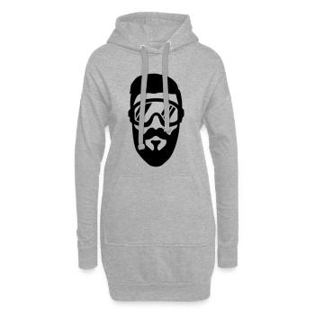 lunettes de ski barbe - Sweat-shirt à capuche long Femme - gris chiné - Devant