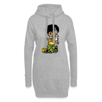Weinlese-Hip-Hop-b-boy - Hoodie-Kleid - Grau meliert - Vorne