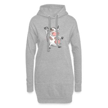 Drôle, taureau dansant - Sweat-shirt à capuche long Femme - gris chiné - Devant