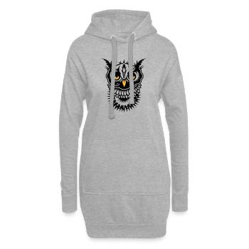 Visage d'un hibou - Sweat-shirt à capuche long Femme - gris chiné - Devant
