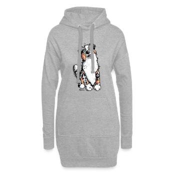 Fröhlicher Australian Shepherd - Hoodie-Kleid - Grau meliert - Vorne