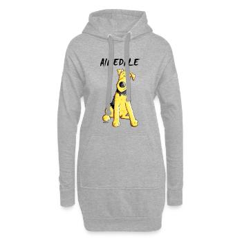 Witziger Airedale Terrier - Hoodie-Kleid - Grau meliert - Vorne
