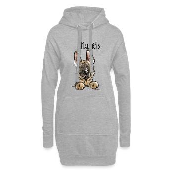 Drôle Malinois - Chien - Chiens - Dessin Animé - Sweat-shirt à capuche long Femme - gris chiné - Devant