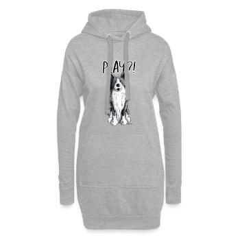 Border Collie Play - Hoodie-Kleid - Grau meliert - Vorne