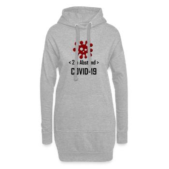 Roter Virusstern auf Schwarz - Hoodie-Kleid - Grau meliert - Vorne