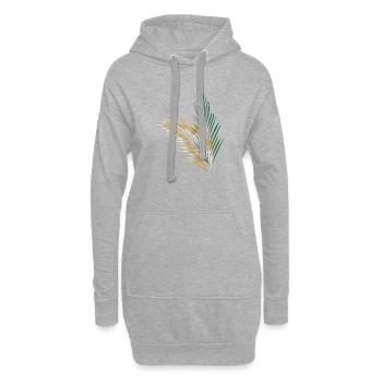 une feuille de palme verte et une feuille de palme d’or - Sweat-shirt à capuche long Femme - gris chiné - Devant