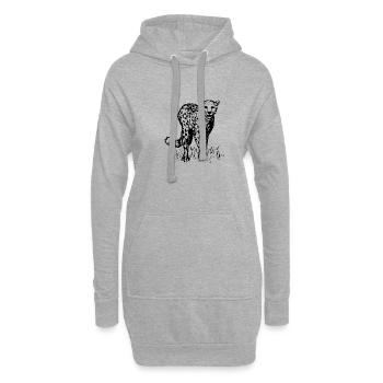 Gepard Line art Zeichnung - Hoodie-Kleid - Grau meliert - Vorne