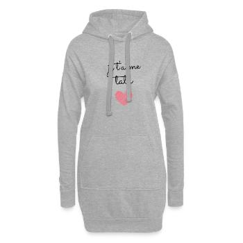 T Shirt je t'aime tata - Sweat-shirt à capuche long Femme - gris chiné - Devant