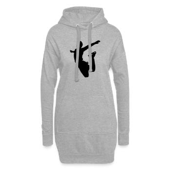 Schattenbild des springenden Eiskunstläufers - Hoodie-Kleid - Grau meliert - Vorne