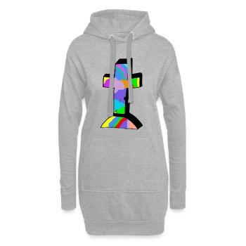 farbenfrohes buntes Kreuz Kreuze Jesus Gott - Hoodie-Kleid - Grau meliert - Vorne