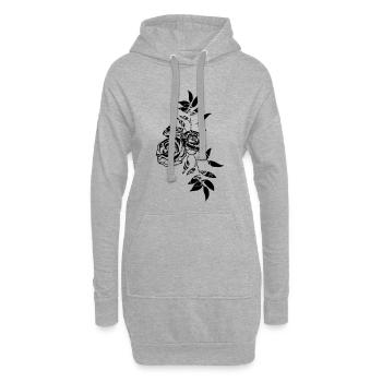 Fleurs de rose Feuilles - Sweat-shirt à capuche long Femme - gris chiné - Devant