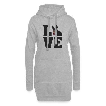 LOVE Muli Esel Liebe Maultier Pferd - Hoodie-Kleid - Grau meliert - Vorne