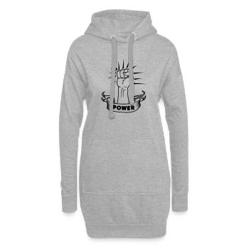 Kraftfaust-Handausdruck - Hoodie-Kleid - Grau meliert - Vorne