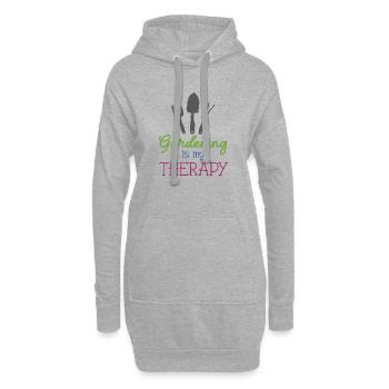 Gartenarbeit ist meine Therapie - Hoodie-Kleid - Grau meliert - Vorne