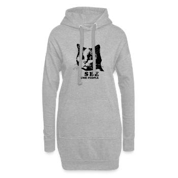 Katzen-Humor | Ich sehe dumme Menschen - Hoodie-Kleid - Grau meliert - Vorne