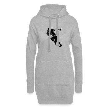 American Football Spieler Silhouette Motiv - Hoodie-Kleid - Grau meliert - Vorne