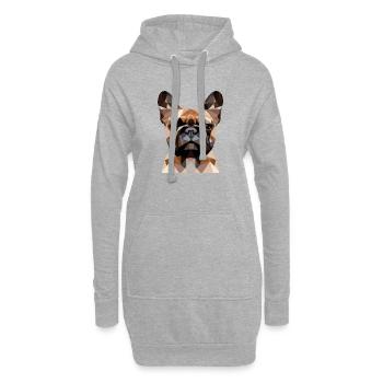 Polygone bouledogue français - Sweat-shirt à capuche long Femme - gris chiné - Devant