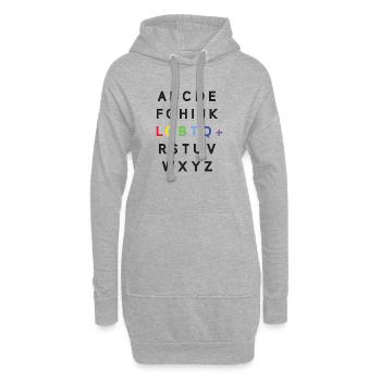 Mois de la fierté LGBTQ - Alphabet LGBTQ - Sweat-shirt à capuche long Femme - gris chiné - Devant