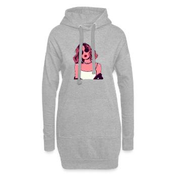 Femme rétro rose avec des lunettes - Sweat-shirt à capuche long Femme - gris chiné - Devant